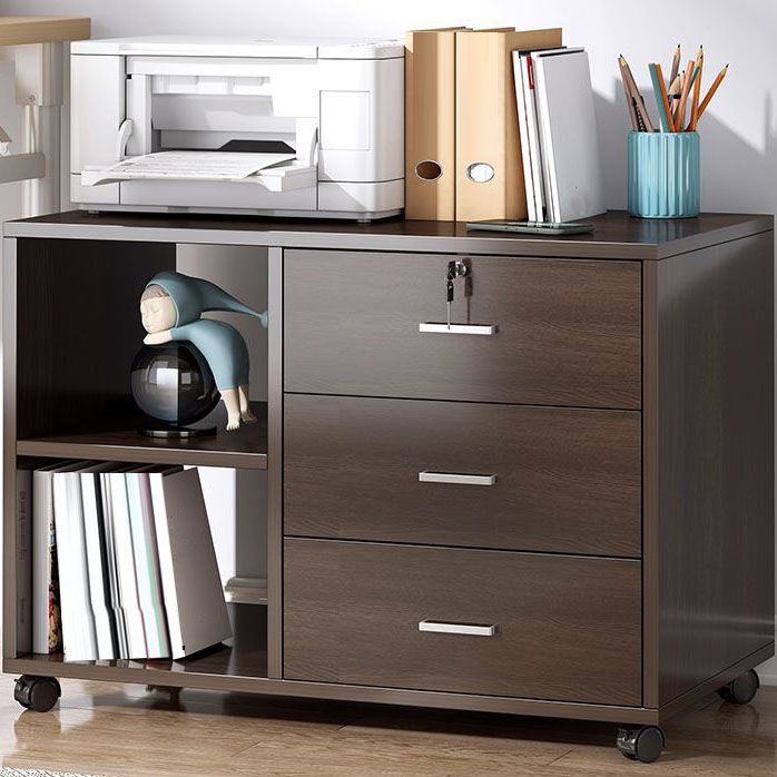 Traditional Cabinet Wood Drawers Storage Shelves Filing Cabinet with Wheels