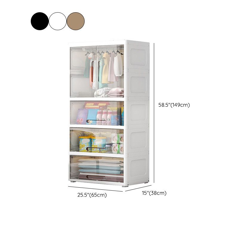 Modern Style Youth Armoire Plastic Door Included Kid's Wardrobe for Home