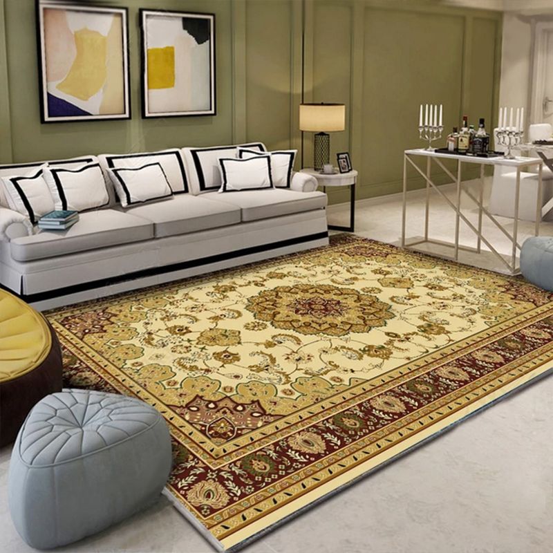 Western Floral Printed Rug Multi Colored Polyster Area Rug Pet Friendly Non-Slip Carpet for Living Room