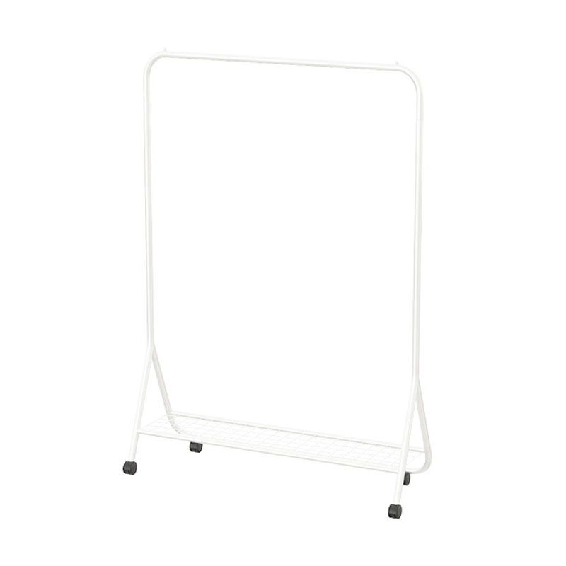 Contemporary Coat Hanger Free Standing Metal Coat Rack with Storage Shelving