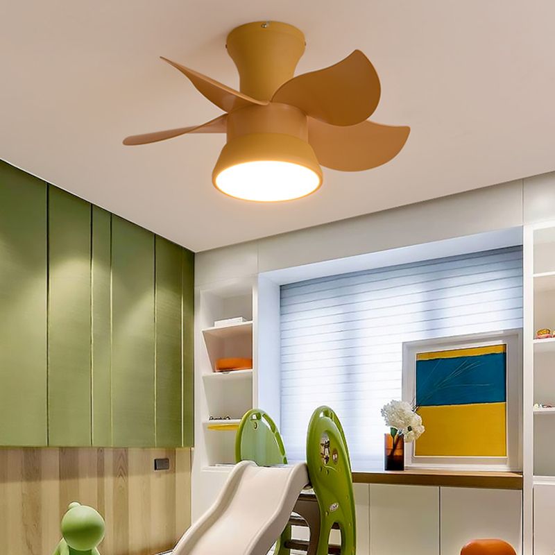 Metal Fan Shape Ceiling Fans Kid Style 1-Light Ceiling Fan Lamp Fixture