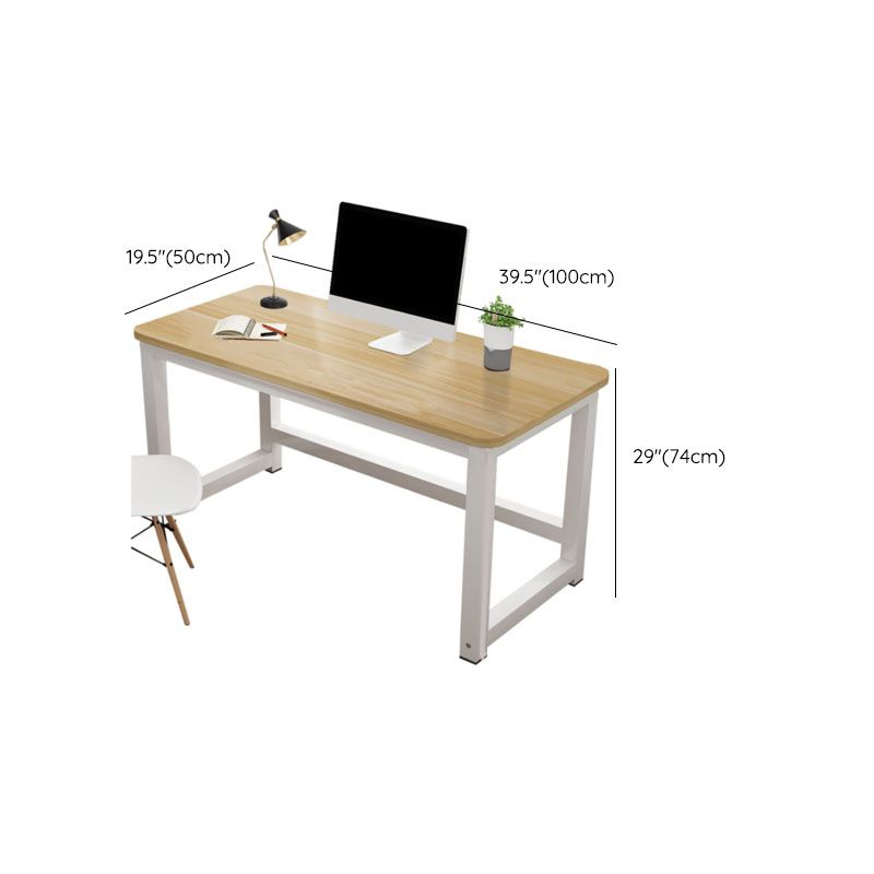 Rectangular Shaped Office Writing Table Wood in Natural with Metal Legs