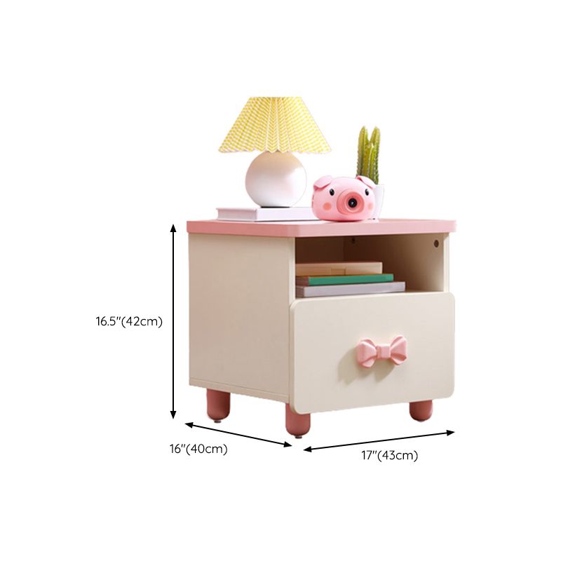 Modern Kids Bedside Table Princess Kids Nightstand with Open Cubby