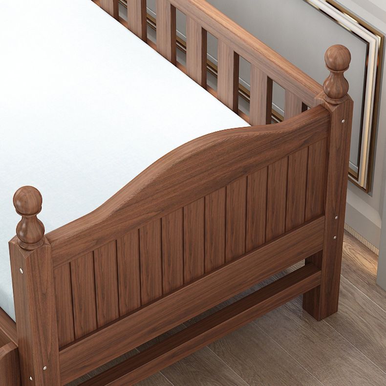 Traditional Nursery Crib with Guardrail Brown Convertible Crib