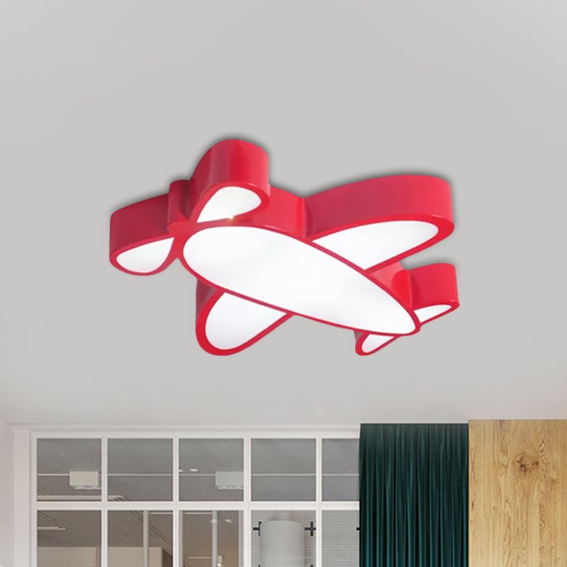 LED-plafondgemonteerde kinderlamp met acrylkap Rood/geel/blauw Battle-Plane-inbouwlamp in warm/wit licht