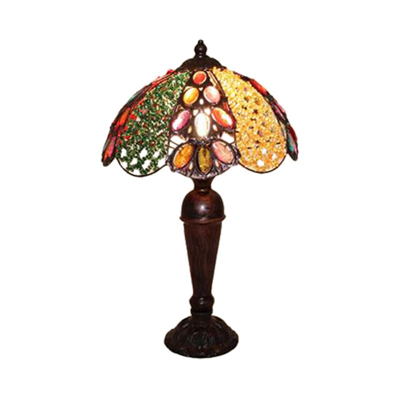 1 Bulb Night Table Lighting Art Deco Dome Metal Nightstand Lamp in Red/Yellow/Green for Living Room