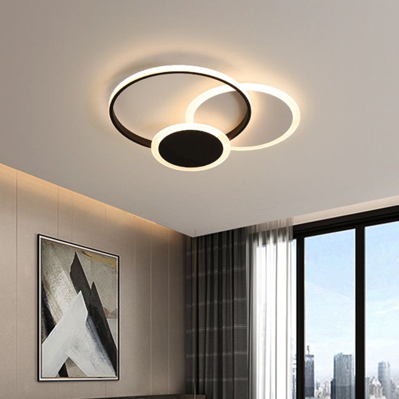 Circles Close to Ceiling Lighting Minimalist Style Metal LED Flush Mount Lighting