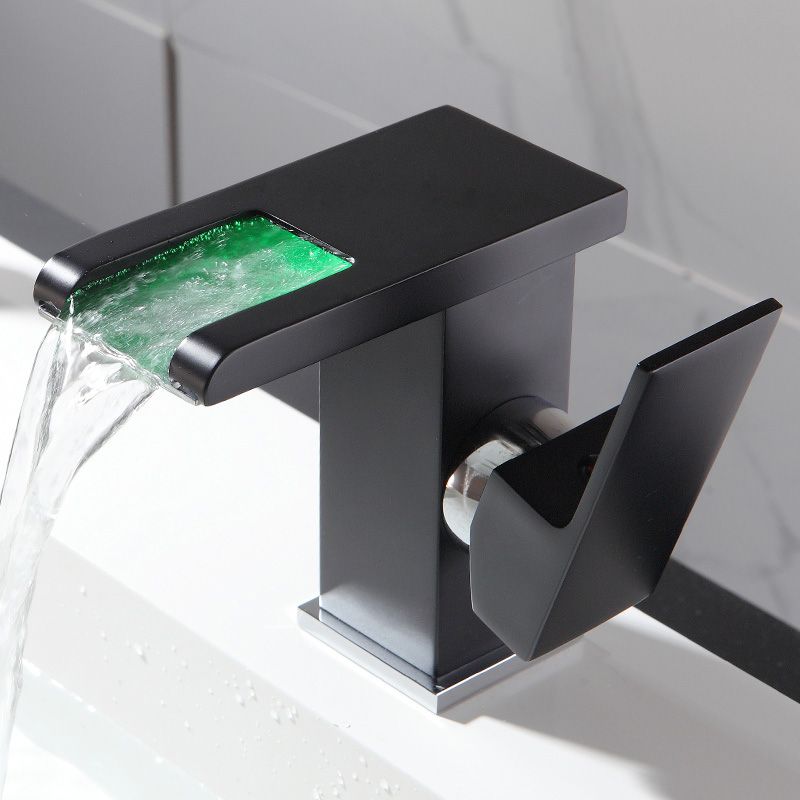 Basin Lavatory Faucet Lever Handle Waterfall Spout Bathroom Faucet