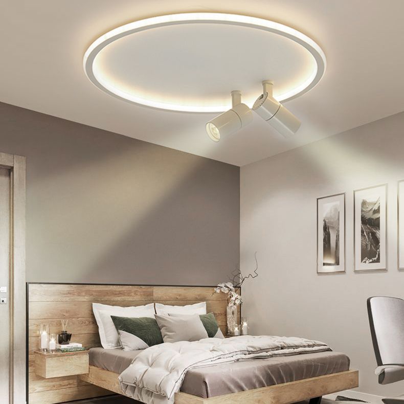 2-Light LED Semi Flush Mount in Modern Simplicity Circular Acrylic Ceiling Light in White