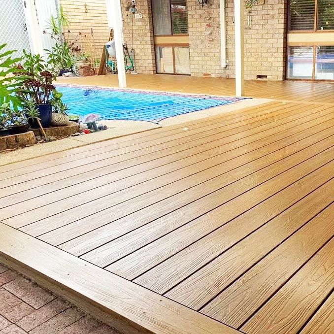 Rectangular Wood Floor Tiles Nailed Installation for Outdoor Patio