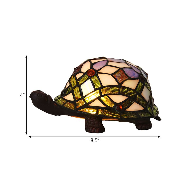 Barockschildkröte geformte Nachtlampe 1 Licht handgefertigtes Glasglas Tischbeleuchtung in Weiß