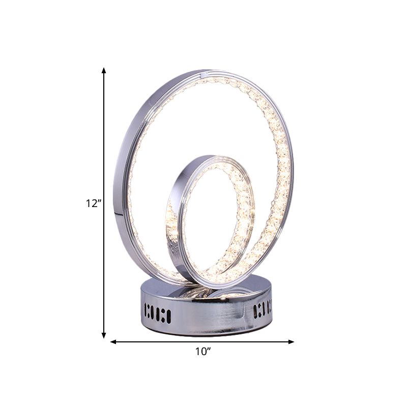 Minimalism Circle Nightstand Lamp Metallic Study Room LED Task Lighting in Chrome