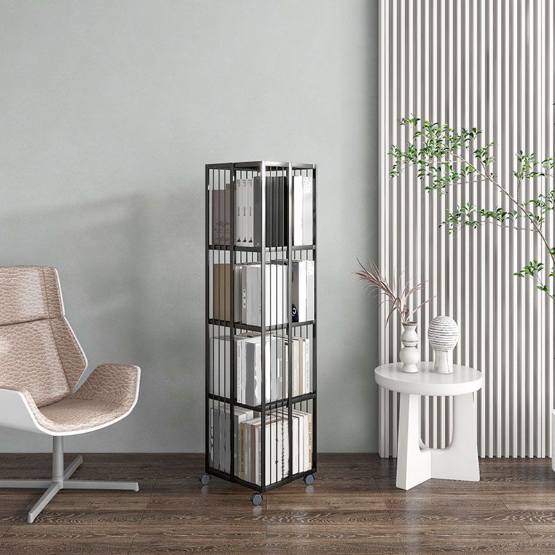 Modern Metal Bookshelf Standard Vertical Bookcase in Burnish