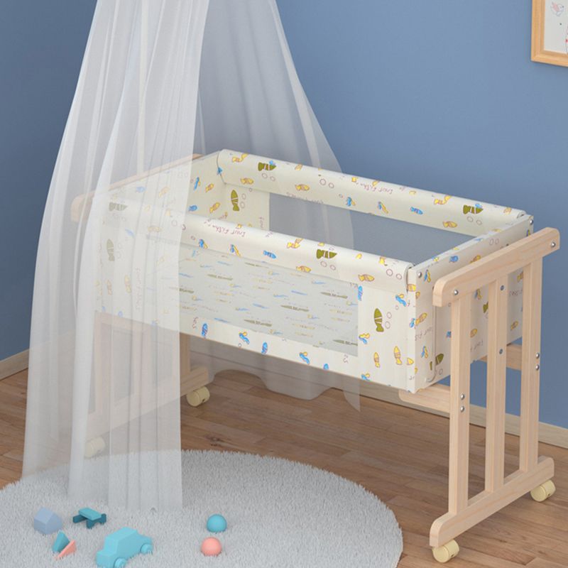 Solid Wood Rectangle Crib Cradle Upholstered Crib Cradle for Baby