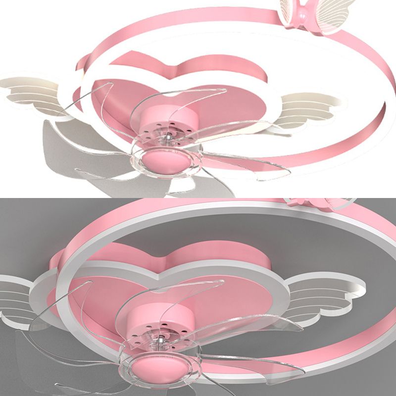 Trendy Minimalist Circular Ceiling Fan Light Acrylic Kids Bedroom LED Semi Flush Light