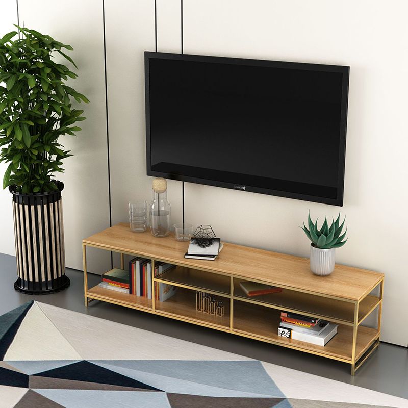 Solid Wood TV Media Console Industrial Media Console TV Stand for Living Room