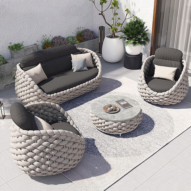 Modern Metal Patio Sofa Water Resistant Outdoor Patio Sofa with Cushions