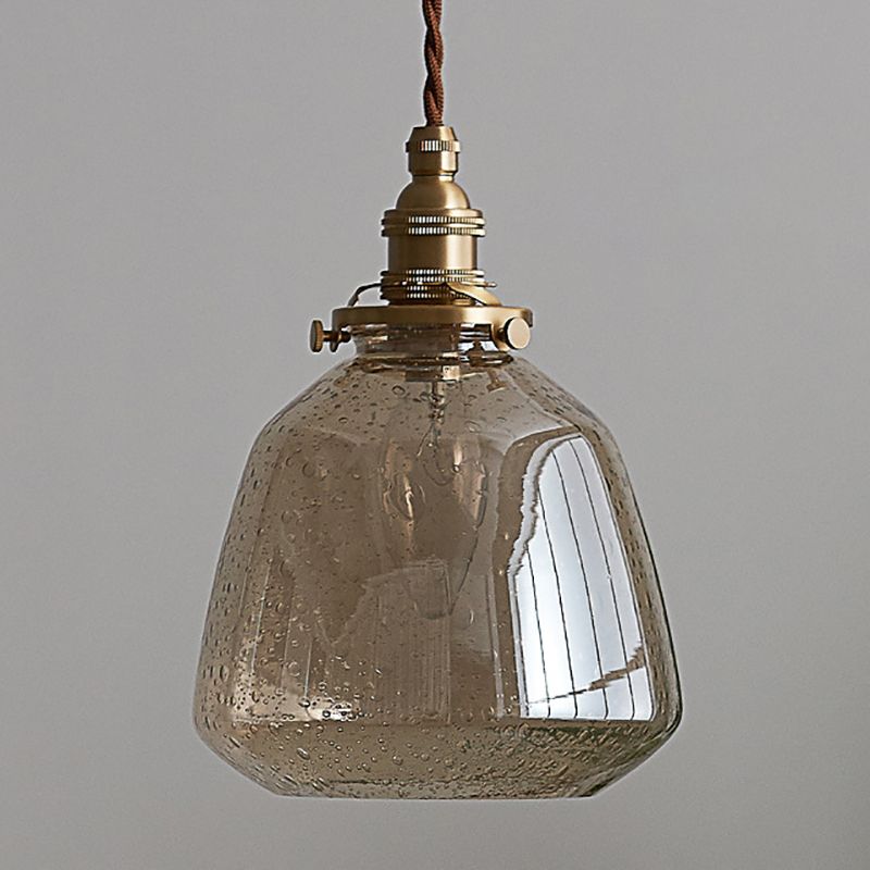 Luminaire pendentif de nuance de verre effilé à la lumière de style industriel en laiton