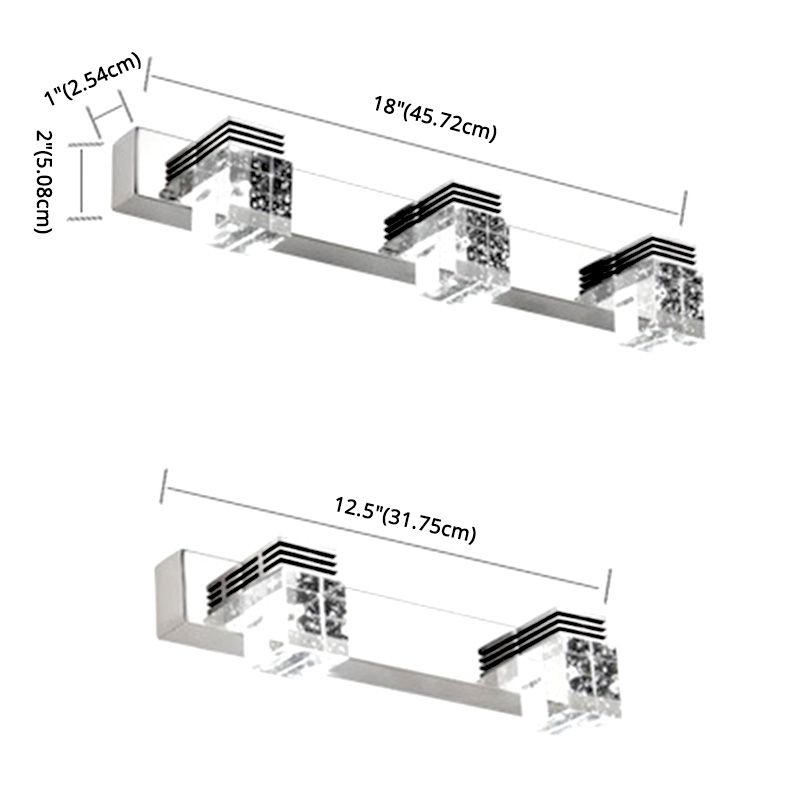 Square Crystal Wall Mounted Vanity Lights Modern Vanity Lighting Fixtures for Bathroom