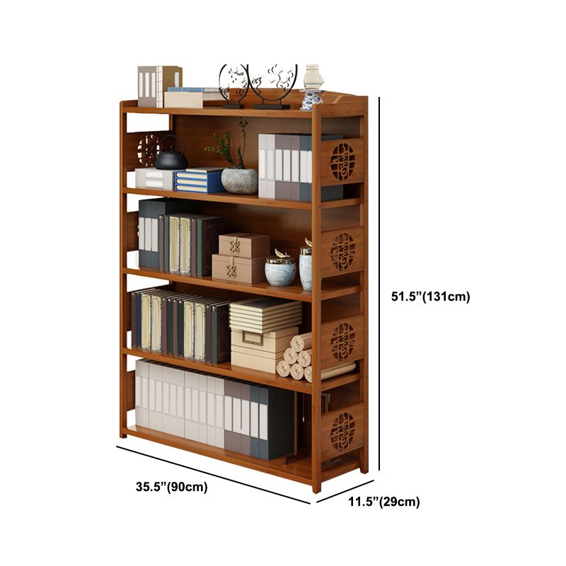 Contemporary Brown Book Shelf Office Open Shelf Bookcase with Drawers