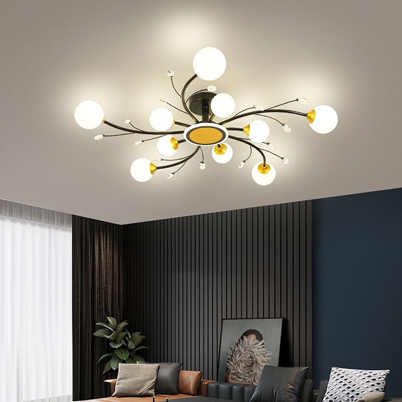 Milk Verre semi-luminaires luminaires Spoutnik Chambre moderne salon plafond Mount Mount Lights