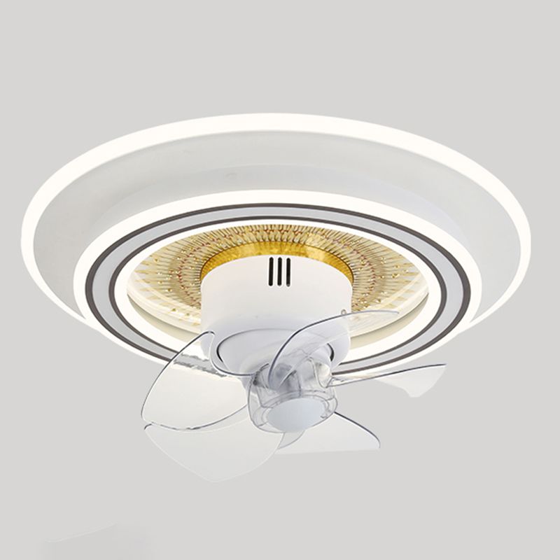 Nordic Round Fan Lamp Metal Bedroom LED Semi Flush Light with Swirlable Head