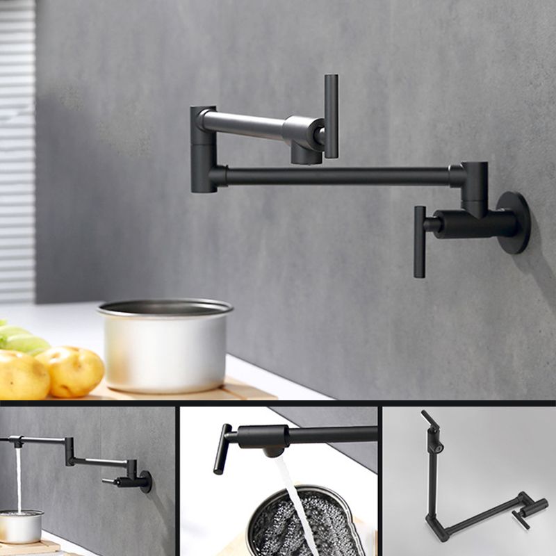 Modern Single Handle Faucet Wall-mounted Pot Filler Low Profile Filler