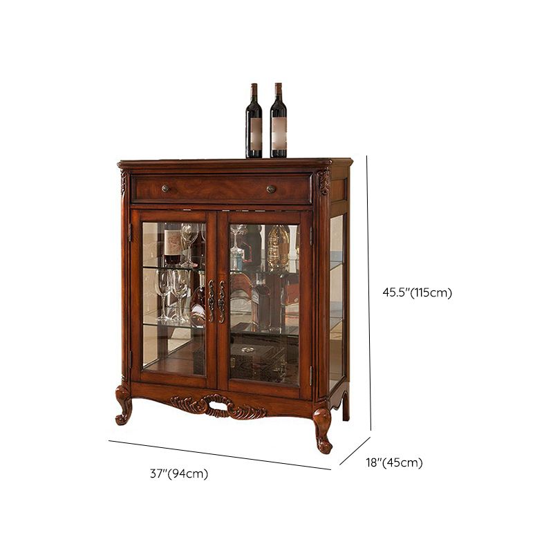 Traditional Curio Cabinet Wood Glass Doors Hutch Buffet for Dining Room