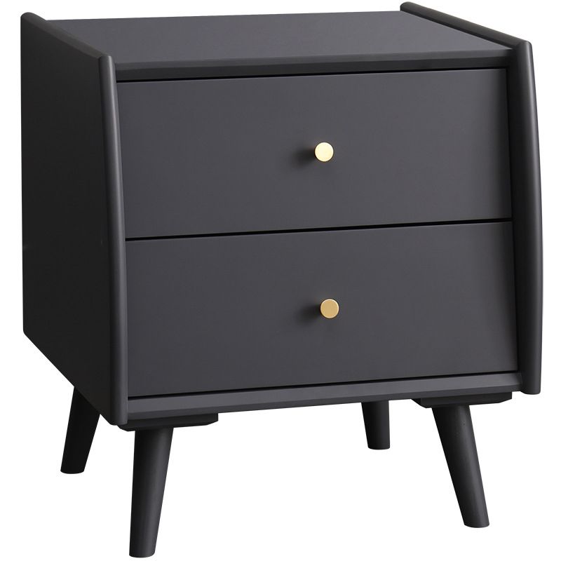 Modern 2 Drawers Night Table Solid Wood Nightstand , 20" Tall