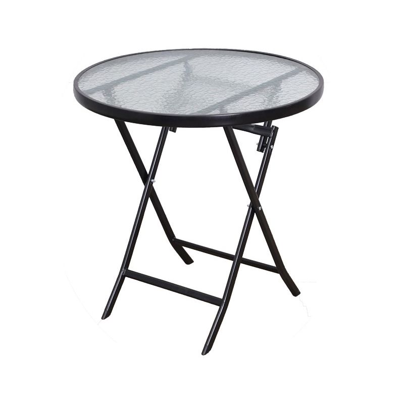 Black/Clear Bistro Table Contemporary Table with Metal Frame