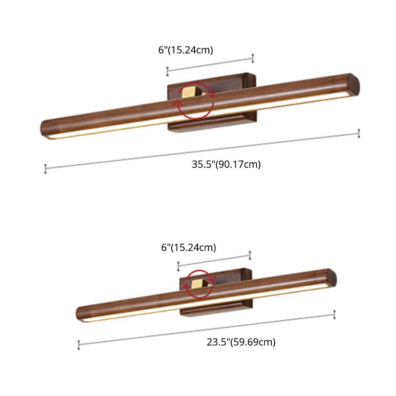 Brown Horizontal Sconce Light Fixture Contemporary Style LED Wood Wall Mount Light Fixture