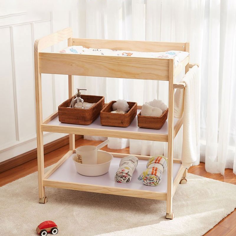 Shelf Changing Table Wooden Flat Top Baby Changing Table with Storage