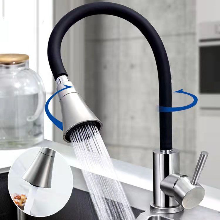 Contemporary Pull down Kitchen Faucet Single Handle 304 Stainless Steel Water Filler