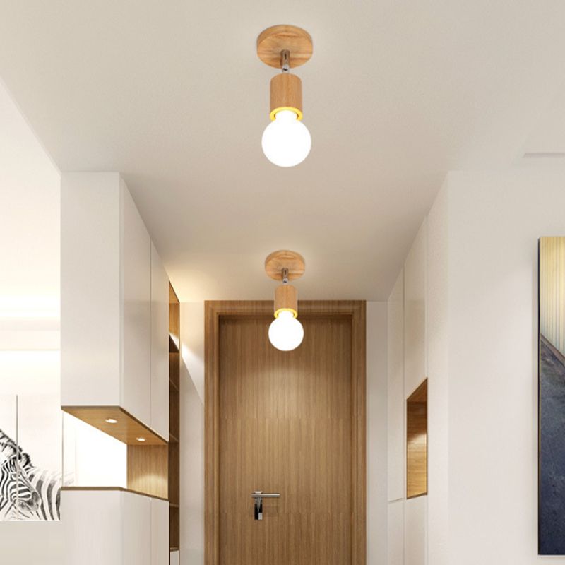 Contemporary Wooden Ceiling Light Creative Flush Mount Light Fixture for Bedroom