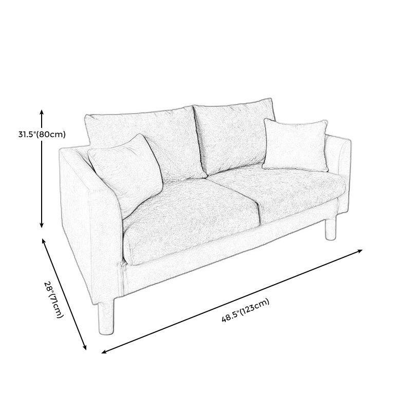 Scandinavian Cotton Blend Settee Square Arm Loveseat with Removable Cushions