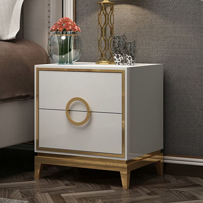 20'' Tall Accent Table Nightstand 2-Drawer Solid Wood Glam Nightstand with Legs