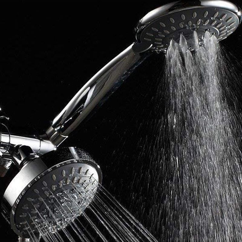 Modern Style Dual Shower Heads Wall Mounted Round Metal Dual Shower