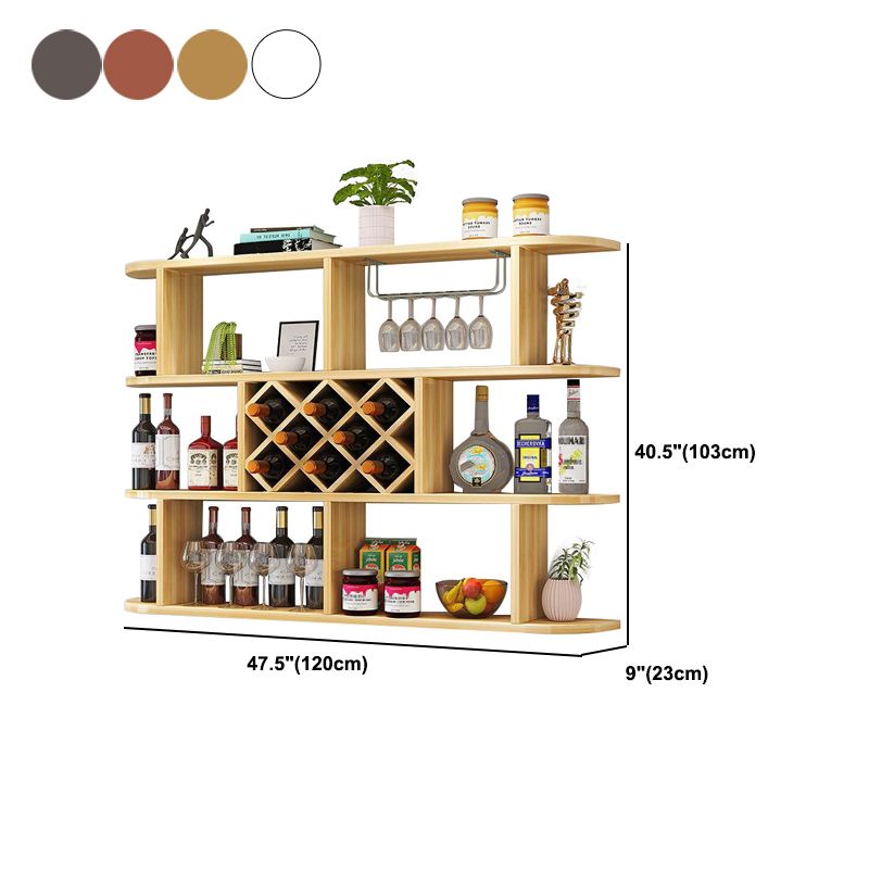 Wood Wall Mounted Modern Wine Rack Wine Stemware Holder for Home