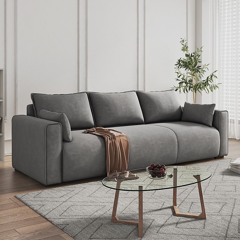 Faux Leather and Suede Stain Resistant Contemporary Standard Sofa Couch