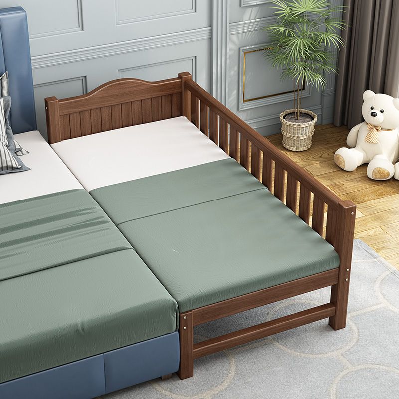 Traditional Wooden Baby Crib in Coffee Solid Wood with Guardrail