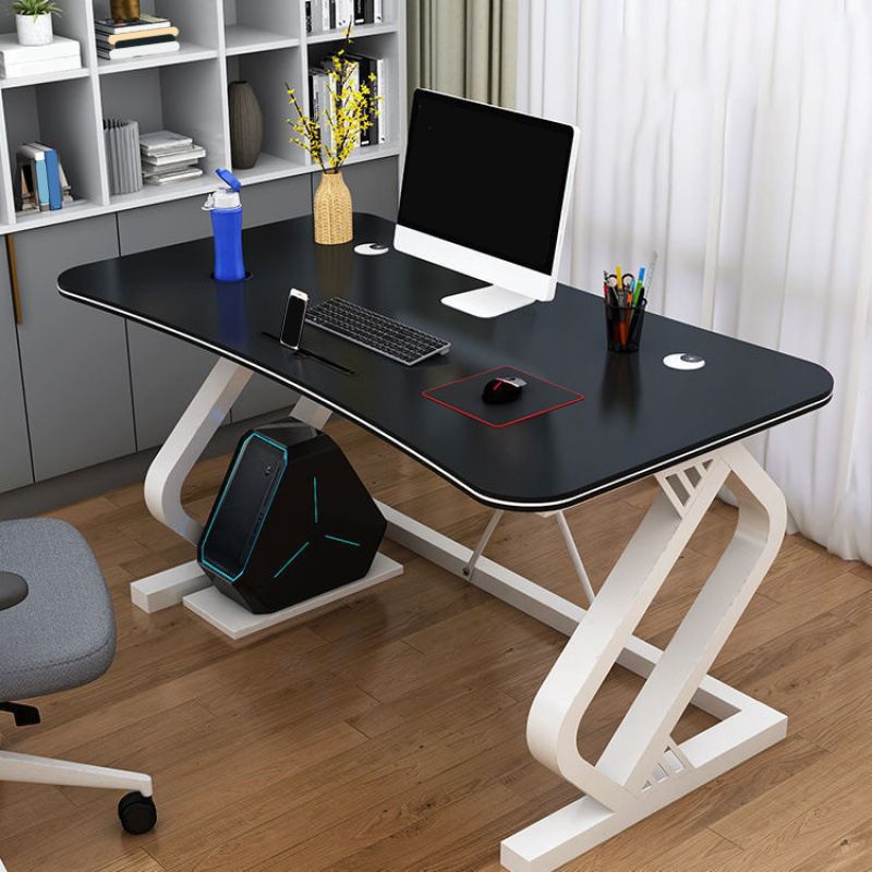 Contemporary Computer Desk Antique Finish Gaming Desk with Metal Legs