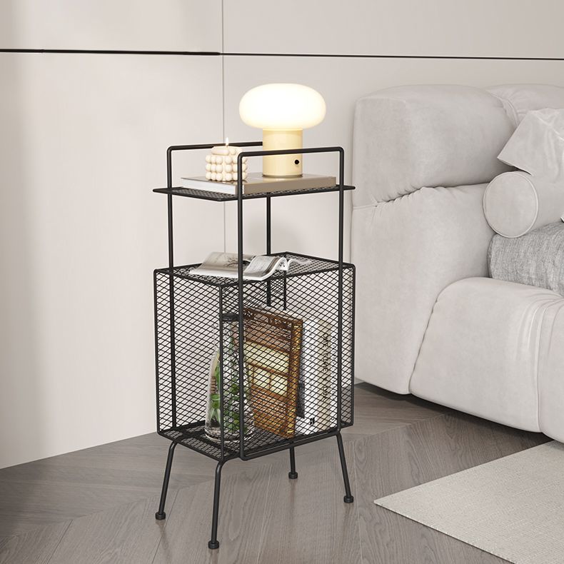 Metal Accent Table Nightstand Shelves Storage Bedside Cabinet for Bedroom