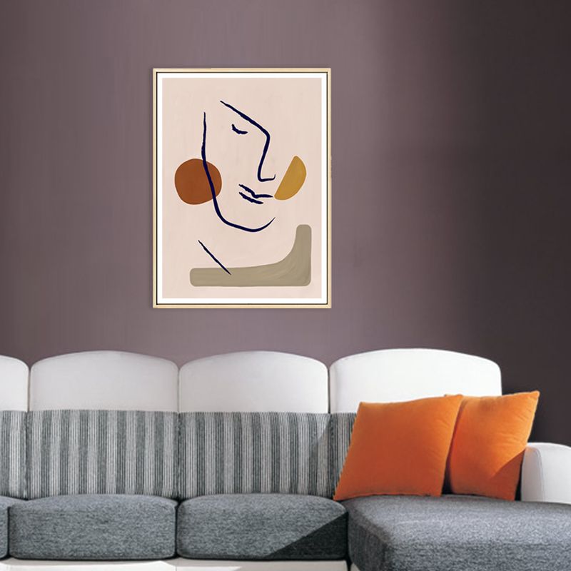 Minimalist Figure Face Wall Art Nude Pink Textured Canvas Print for House Interior