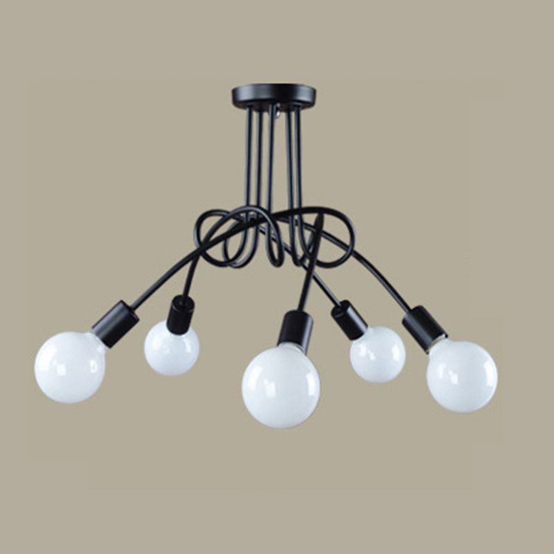 Wrought Iron Ceiling Light Minimalist  Elbow Home Dining Room Bedroom Study Aisle Creative Personality Industrial Style Lamps