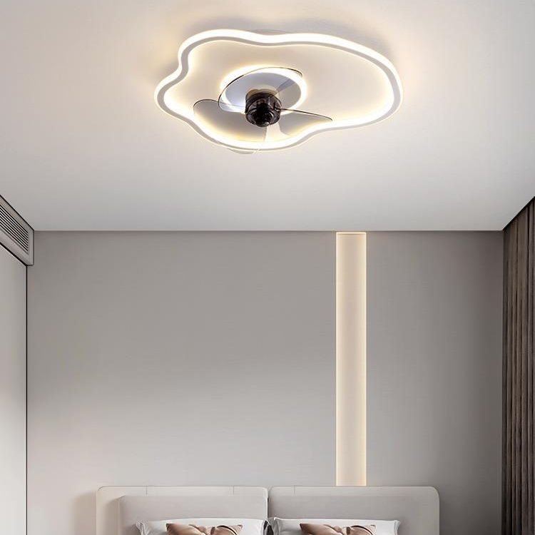 2-Light Modernism White Ceiling Fan Lamp Unique Acrylic Ceiling Fan Light