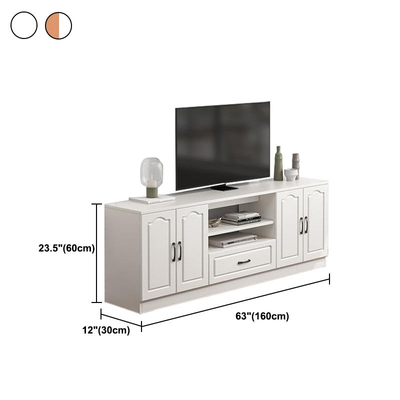 23.5" H Modern Wooden TV Stand Console Open Storage TV Stand with Drawer and Doors