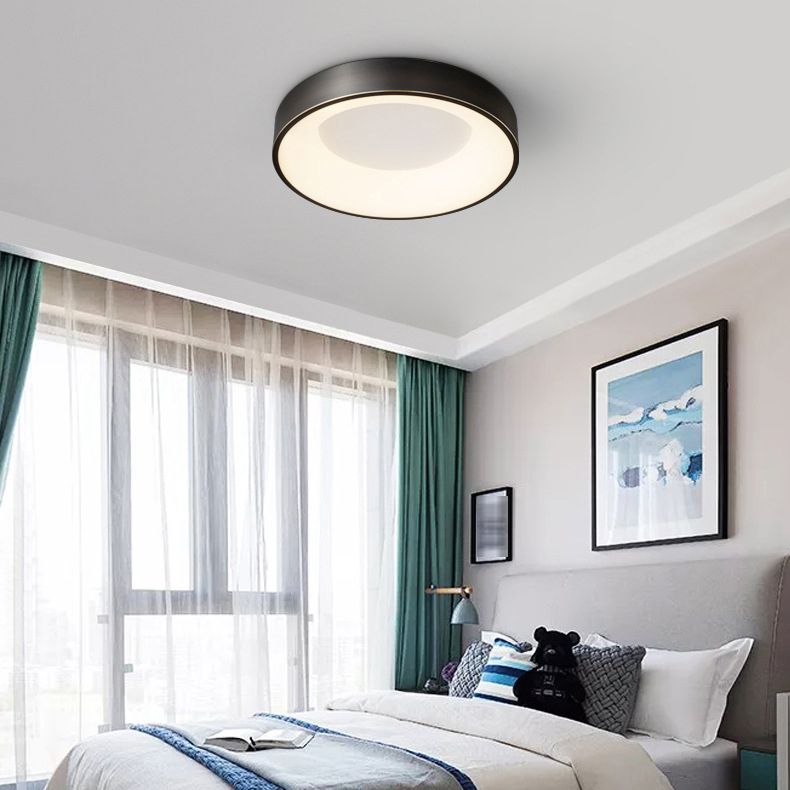 Modern Drum Ceiling Lighting Metal 1-Light Ceiling Mount Light Fixture