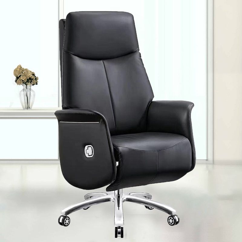 Modern Office Chair Leather No Distressing Ergonomic Chair with Wheels