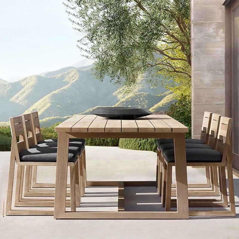 Solid Wood Dining Table with Water Resistant Contemporary Patio Table