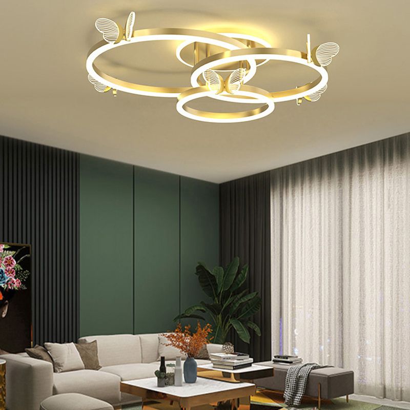 Multi Lights Acrylic Ceiling Mounted Fixture Modern Style Ring Flush Mount Led Lights